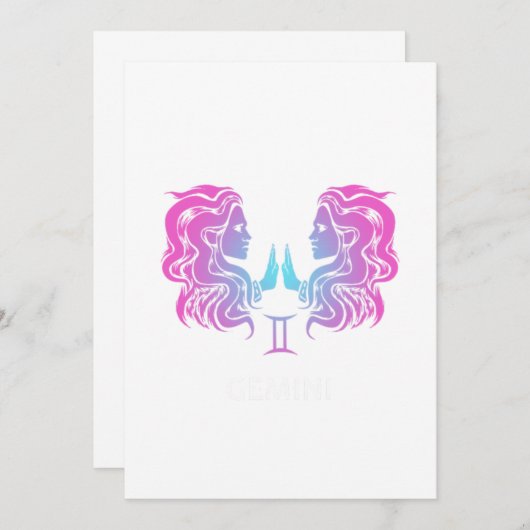 ジェミニ〔占星術の〕十二宮図サインザツインズデザイン誕生日ギフト 招待状 (正面/裏面)