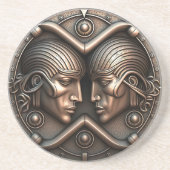 ジェミニ〔占星術の〕十二宮図サインジェミニ占星術 コースター (正面)