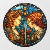 ジェミニ〔占星術の〕十二宮図サインフェイクステンドグラスの窓にしがみつく ウィンドウサイン (シート)