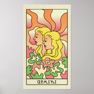 ジェミニ〔占星術の〕十二宮図サイン抽象芸術アートヴィンテージポスター ポスター