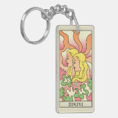 ジェミニ〔占星術の〕十二宮図サイン抽象芸術アートヴィンテージ キーホルダー (正面左)