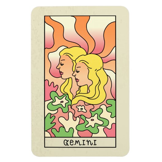 ジェミニ〔占星術の〕十二宮図サイン抽象芸術アートヴィンテージ マグネット (縦)