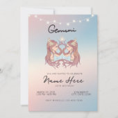 ジェミニ〔占星術の〕十二宮図サイン誕生日 招待状 (正面)