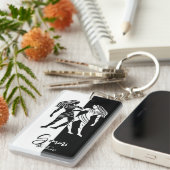 ジェミニ〔占星術の〕十二宮図サイン、白黒キーチェーン キーホルダー (正面右)
