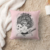 ジェミニ〔占星術の〕十二宮図シンボルとサインピンク無地のピンクバック クッション (ブランケット)