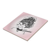 ジェミニ〔占星術の〕十二宮図シンボルとサインピンク タイル (側面)