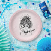 ジェミニ〔占星術の〕十二宮図シンボルとサインピンク ペーパープレート (パーティー)