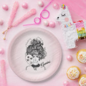 ジェミニ〔占星術の〕十二宮図シンボルとサインピンク ペーパープレート (パーティー)