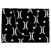 ジェミニ〔占星術の〕十二宮図シンボルと星型 ラージペーパーバッグ (裏面)