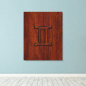 ジェミニ〔占星術の〕十二宮図シンボルのマホガニーのようなデコール キャンバスプリント (インサイチュ (ウッドフロア))