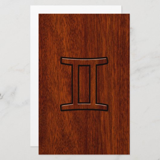 ジェミニ〔占星術の〕十二宮図シンボルのマホガニーのようなデコール 便箋 (正面/裏面)