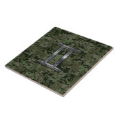 ジェミニ〔占星術の〕十二宮図シンボルの緑のデジタルカモフラージュ タイル (側面)