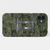 ジェミニ〔占星術の〕十二宮図シンボルの緑のデジタルカモフラージュ Case-Mate iPhoneケース (裏面(横))