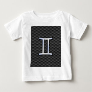 ジェミニ〔占星術の〕十二宮図シンボルチャコールカーボンファイバースタイル ベビーTシャツ