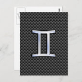 ジェミニ〔占星術の〕十二宮図シンボルチャコールカーボンファイバースタイル ポストカード (正面/裏面)