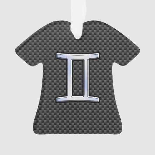 ジェミニ〔占星術の〕十二宮図シンボルチャコールカーボンファイバープリント オーナメント (正面)