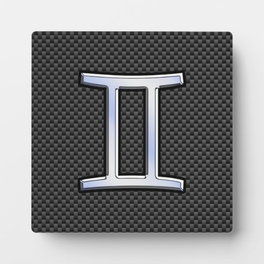 ジェミニ〔占星術の〕十二宮図シンボルチャコールカーボンファイバープリント フォトプラーク (正面)