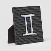 ジェミニ〔占星術の〕十二宮図シンボルチャコールカーボンファイバープリント フォトプラーク (正面)