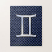 ジェミニ〔占星術の〕十二宮図シンボルネービーブルー炭素繊維プリント ジグソーパズル (縦)