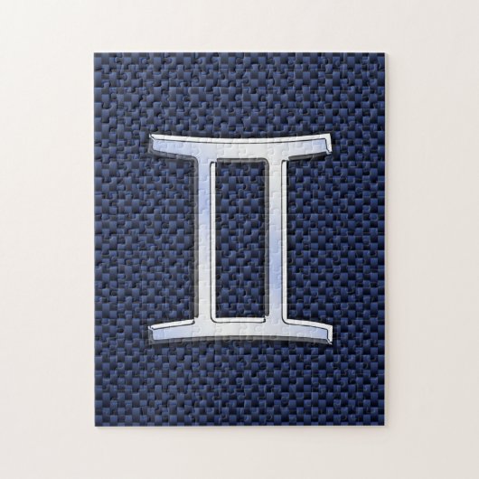 ジェミニ〔占星術の〕十二宮図シンボルネービーブルー炭素繊維プリント ジグソーパズル (縦)