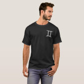 ジェミニ〔占星術の〕十二宮図シンボルブラックTシャツ Tシャツ (正面フル)