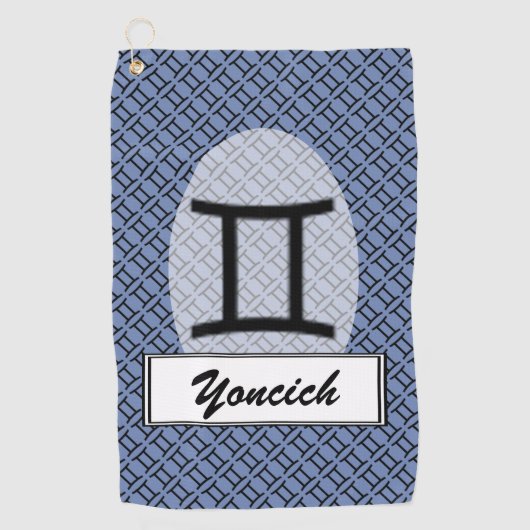 ジェミニ〔占星術の〕十二宮図シンボル標準by Kenneth Yoncich ゴルフタオル (正面)