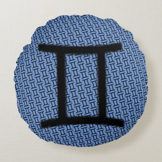 ジェミニ〔占星術の〕十二宮図シンボル標準by Kenneth Yoncich ラウンドクッション (正面)