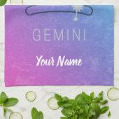 ジェミニ〔占星術の〕十二宮図スターサインウォーター色占星術 キッチンタオル (折り畳み)