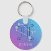 ジェミニ〔占星術の〕十二宮図スターサインウォーター色占星術 キーホルダー (正面)