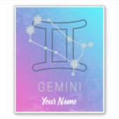 ジェミニ〔占星術の〕十二宮図スターサインウォーター色占星術 シール (正面)