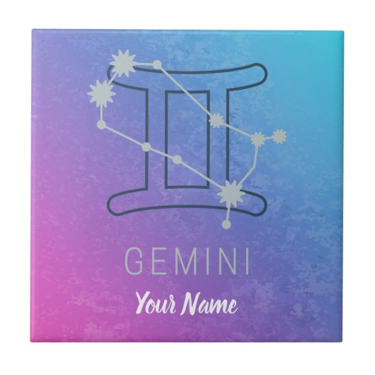 ジェミニ〔占星術の〕十二宮図スターサインウォーター色占星術 タイル (正面)