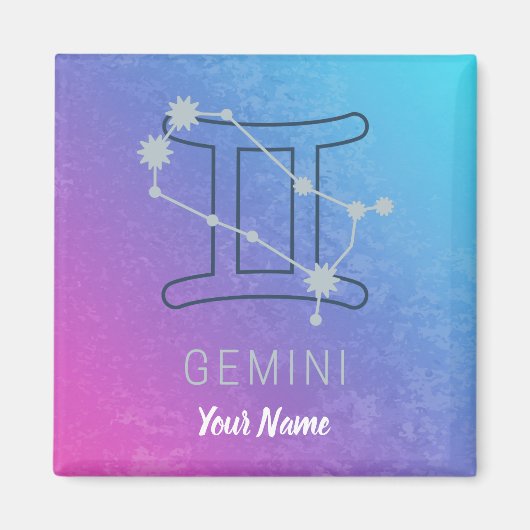ジェミニ〔占星術の〕十二宮図スターサインウォーター色占星術 マグネット (正面)