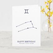 ジェミニ〔占星術の〕十二宮図スターサインカスタム誕生日 カード (黄色い花)