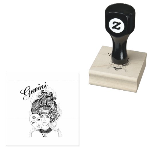 ジェミニ〔占星術の〕十二宮図デザイン ラバースタンプ (押印)