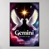 ジェミニ〔占星術の〕十二宮図ドブイン調和 ポスター (正面)