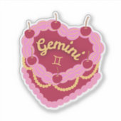 ジェミニ〔占星術の〕十二宮図パステルハートお誕生日ケーキ シール (正面)