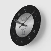 ジェミニ〔占星術の〕十二宮図フェイクブラッシュシルバー/ブラック ラウンド壁時計 (傾斜)