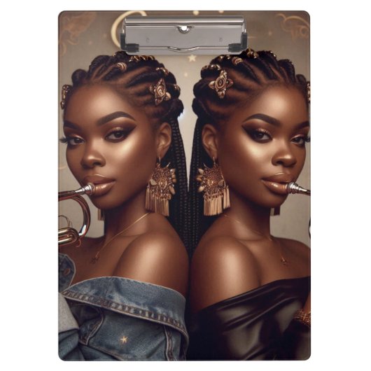 ジェミニ〔占星術の〕十二宮図ミュージシャントランペット クリップボード (正面)