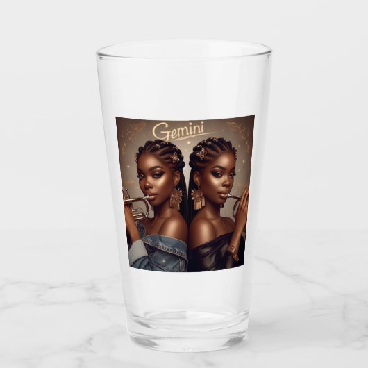ジェミニ〔占星術の〕十二宮図ミュージシャントランペット タンブラーグラス (正面)