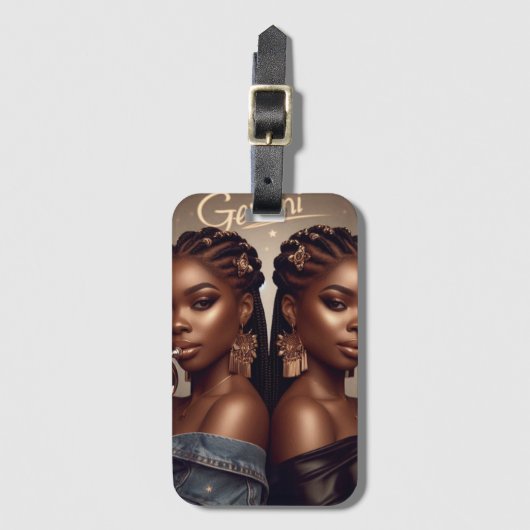 ジェミニ〔占星術の〕十二宮図ミュージシャントランペット ラゲッジタグ (正面縦)