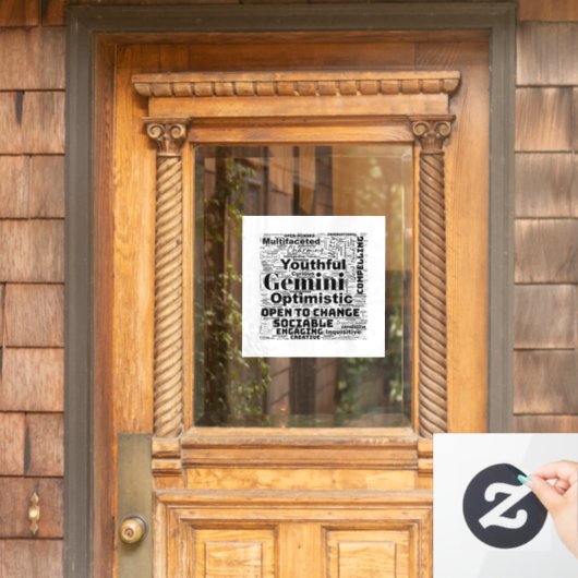 ジェミニ〔占星術の〕十二宮図ワードクラウドインスピレーション ウィンドウサイン (ホームデコレーション)