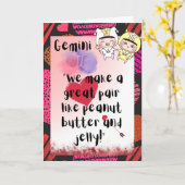 ジェミニ〔占星術の〕十二宮図ヴァレンティーンズカード カード (黄色い花)