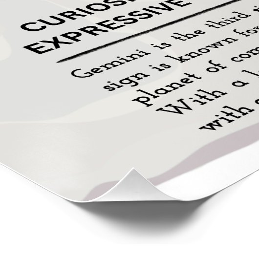 ジェミニ〔占星術の〕十二宮図ヴィンテージアートプリント – ボタニカルフォーク ポスター (コーナー)