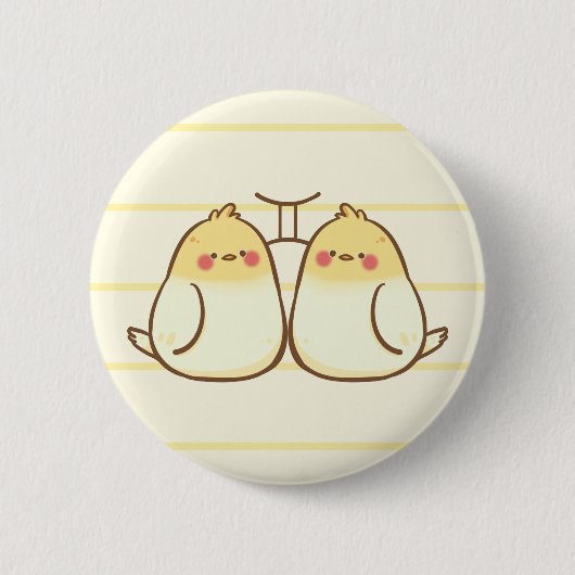 ジェミニ(占星術の)十二宮図動物ボタン 缶バッジ (正面)