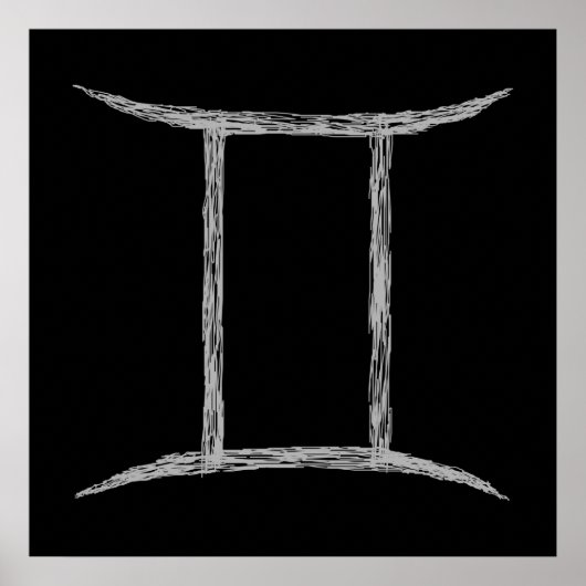 ジェミニ。〔占星術の〕十二宮図星占い標識。ブラック. ポスター (正面)