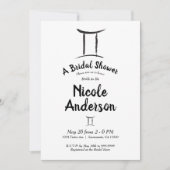 ジェミニ〔占星術の〕十二宮図星占い5月ブライダルシャワー 招待状 (正面)