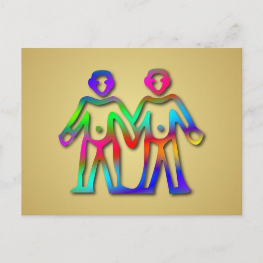 ジェミニ〔占星術の〕十二宮図星印カラーライン ポストカード (正面)