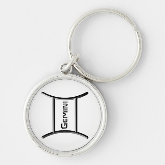 ジェミニ、〔占星術の〕十二宮図標識の抽象デザイン、 キーホルダー (正面)