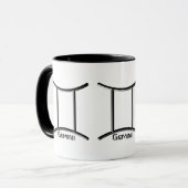 ジェミニ、〔占星術の〕十二宮図標識の抽象デザイン、 マグカップ (正面左)