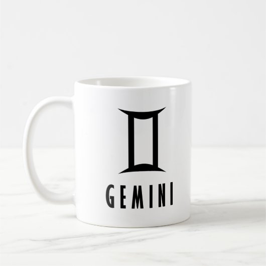 ジェミニ〔占星術の〕十二宮図標識 コーヒーマグカップ (左)